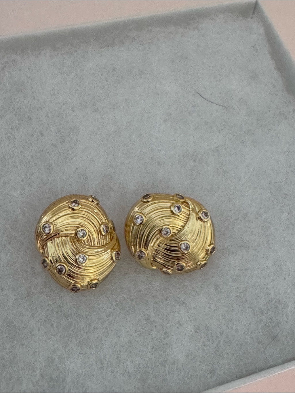 Gold Crystal Swirl Earrings